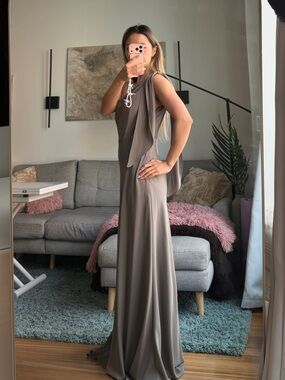 Jenny Yoo One-Shoulder Maxi Dress in olive green